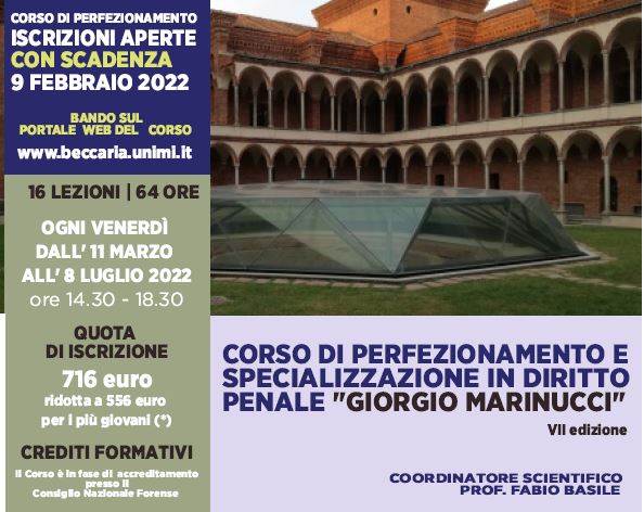 Corso di perfezionamento e specializzazione in diritto penale "Giorgio Marinucci" - VII edizione
